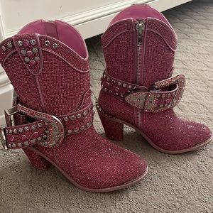 Pink bling cowgirl booties